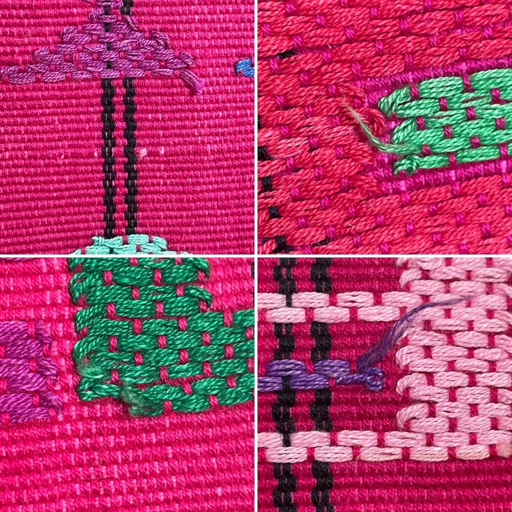 Guatemalan Table Runner Woven Long Pink Geometric Pattern Home Decor Handmade - Picture 11 of 15
